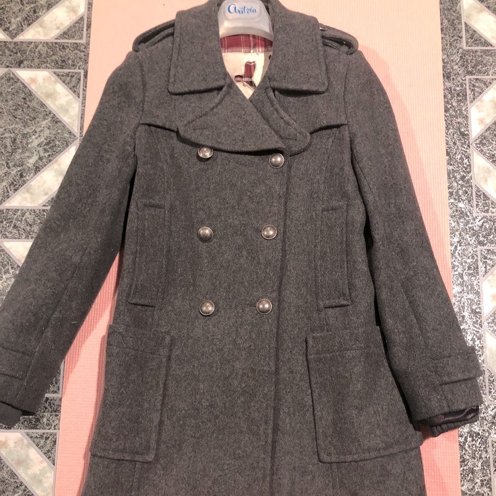 Aritzia Community wool military style coat in grey